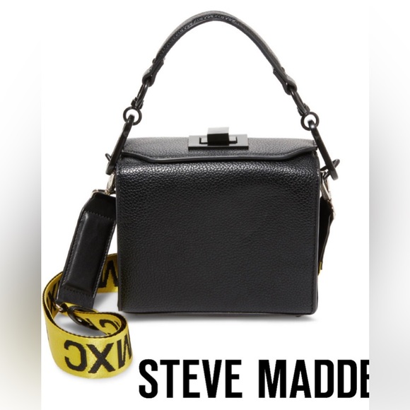 STEVE MADDEN | black multi strap boxy purse NWOT - Picture 2 of 6